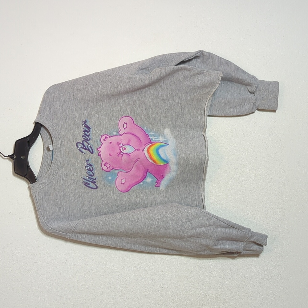 Care Bears Women's Cropped Sweatshirt Cheer Pink Rainbow Vintage 80s Novelty XL